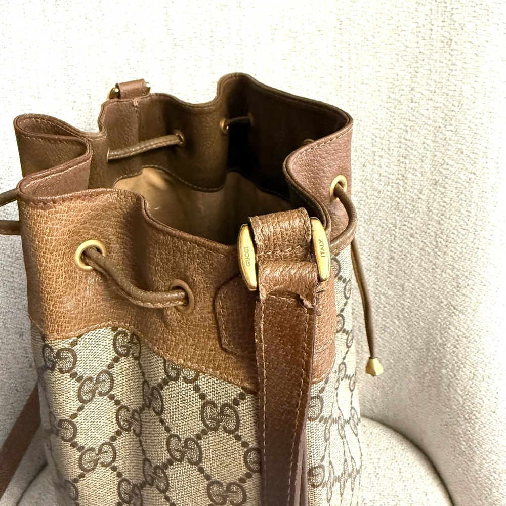 Authentic Gucci bucket shoulder bag brown monogram - Picture 11 of 16